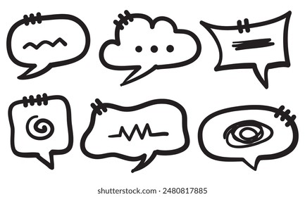 Hand drawn set of speech bubbles isolated . Doodle set element. Vector illustration.