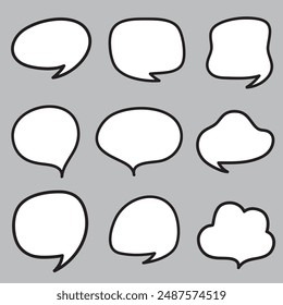 Hand drawn set of speech bubbles isolated . Doodle set element. Vector illustration.