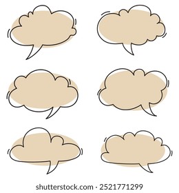 Hand drawn set of speech bubbles isolated . Doodle set element. Vector illustration.