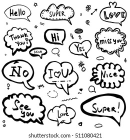 Set Hand Drawn Sketch Speach Bubbles Stock Vector (Royalty Free) 1688159545