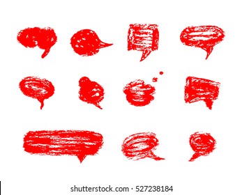 Hand drawn set of speech bubbles. Vector illustration.