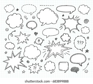 Hand Drawn Set Of Speech Bubbles