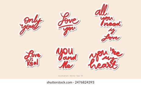 Hand drawn set of speech with handwritten short phrases, Vector illustration EPS 10
