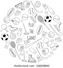 Hand Drawn Set of Sport Equipment