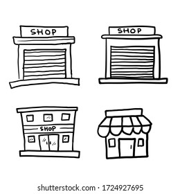 hand drawn Set of store icon line design. Store vector illustration doodle