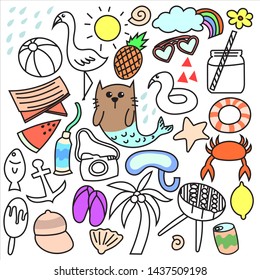 Hand drawn set of summer 