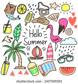 Hand drawn set of summer 