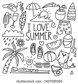 Hand drawn set of summer 