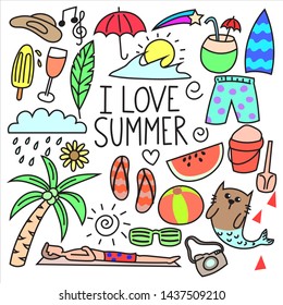 Hand drawn set of summer 
