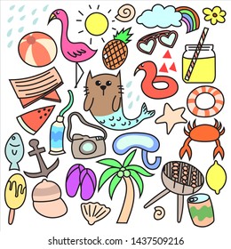 Hand drawn set of summer 