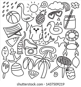 Hand drawn set of summer 