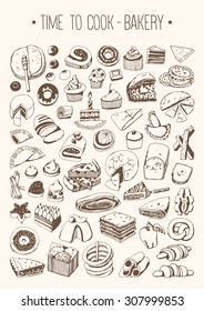 Hand drawn set Time to cook - Bakery