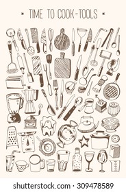 Hand drawn set - Time to cook - Tools