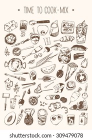 Hand drawn set - Time to cook - Mix