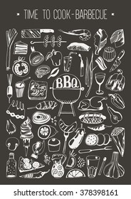 Hand drawn set Time to cook - Barbecue