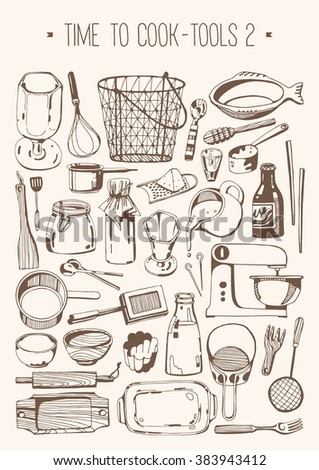 Hand drawn set - Time to cook - Tools 2