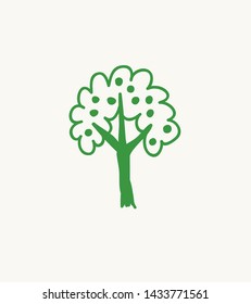 Hand drawn set of trees. Eco background. Abstract  doodle drawing woods. Vector art illustration plants