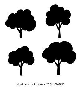 Hand drawn set of trees. Vector art illustration plants