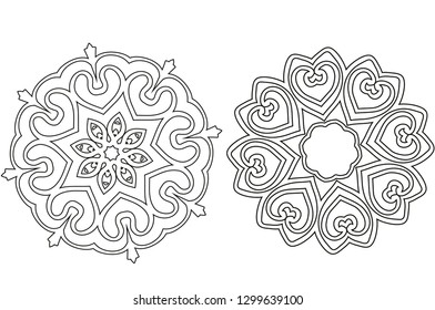 Hand drawn set of two mandalas for different purposes.
