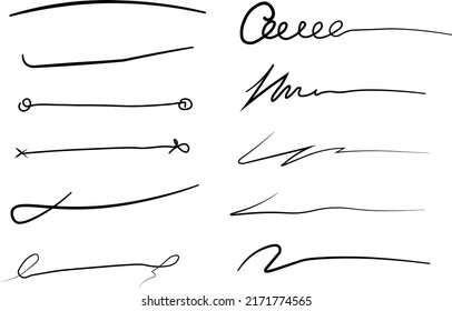 Hand drawn set of underline, curly swishes, swashes, swoops. 