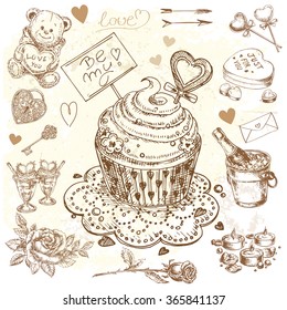 "hand drawn set  Valentine's Day collection" for design