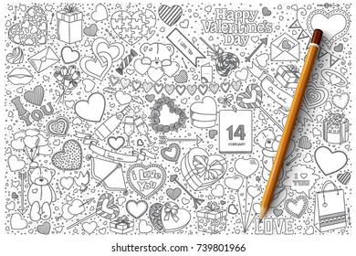 Hand drawn set of Valentine's day vector doodles