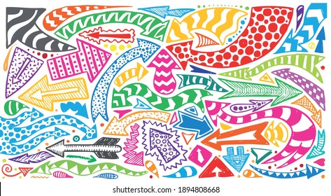 Hand drawn set of various arrows. All arrows are layered separately. You can change colors easily.