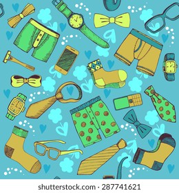 Hand drawn set of various Fathers day icons