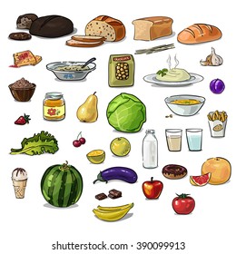 Hand drawn set of various products