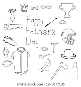 Hand drawn set of vector illustrations for father's day.