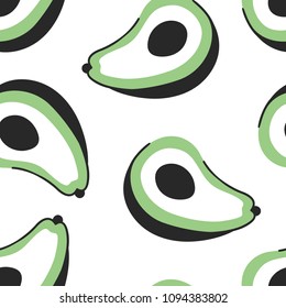 Hand drawn set of vegetable and text. Vector artistic seamless pattern with food. Summer illustration avocado