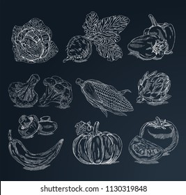 Hand drawn set vegetables