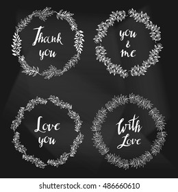 Hand drawn set of wedding wreaths. EPS 10.
