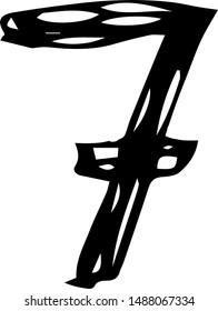 Hand drawn seven doodle icon. Hand drawn black sketch. Sign cartoon symbol. Decoration element. Isolated on white background. Flat design. Vector illustration.