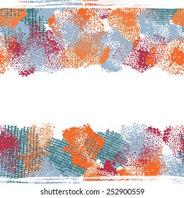 Hand drawn  shabby seamless border in blue  and orange tones. All objects are conveniently grouped  and are easily editable.