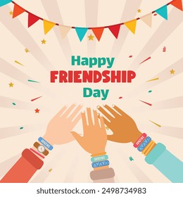 Hand drawn Shaking hands strongly on international happy friendship day social media post