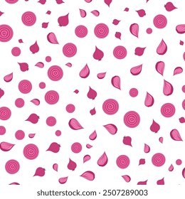 Hand drawn Shallot pattern background vector design, flat illustration.
