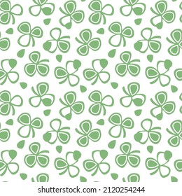 Hand drawn shamrock clover seamless pattern. Doodle style vector. For fabric, wrapping paper, packaging, scrapbooking.