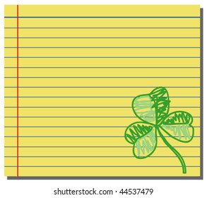 Hand drawn shamrock on yellow note paper