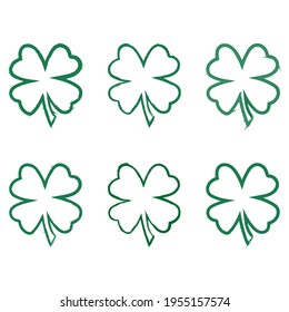 Hand Drawn Shamrock Set Collection Vector Illustration