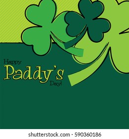 Hand drawn shamrock St Patrick's Day card in vector format.