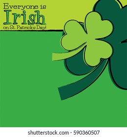 Hand drawn shamrock St Patrick's Day card in vector format.