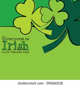 Hand drawn shamrock St Patrick's Day card in vector format.