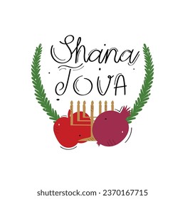 Hand Drawn Shana Tova Calligraphy Text Vector Design.