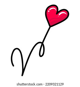 Hand drawn shape heart with cute sketch line. Love doodle for wedding, mother, woman or valentines day. Vector illustration isolated. Tangled heart hand drawn with thin line, divider shape