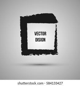 Hand drawn shape. Label, logo design element. Brush abstract frame. Vector illustration.