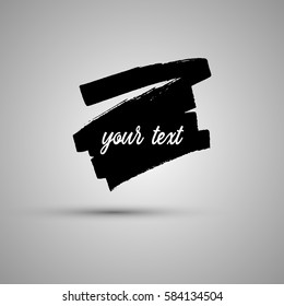 Hand drawn shape. Label, logo design element. Brush abstract frame. Vector illustration.