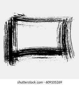 Hand drawn shape. Label, logo design element. Brush abstract frame. Vector illustration.