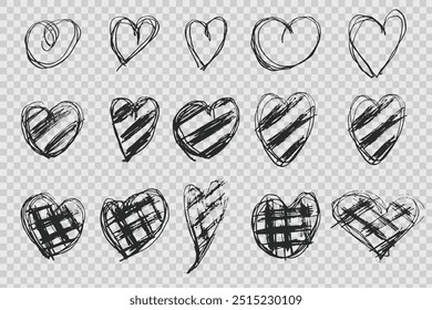 hand drawn shape of love using a pencil, scribbled love in vector