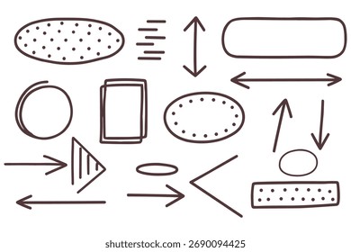 Hand Drawn Shapes and Arrows on Vector White Background diagram